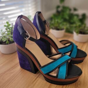 Botkier Purple and Teal Platform Sandals